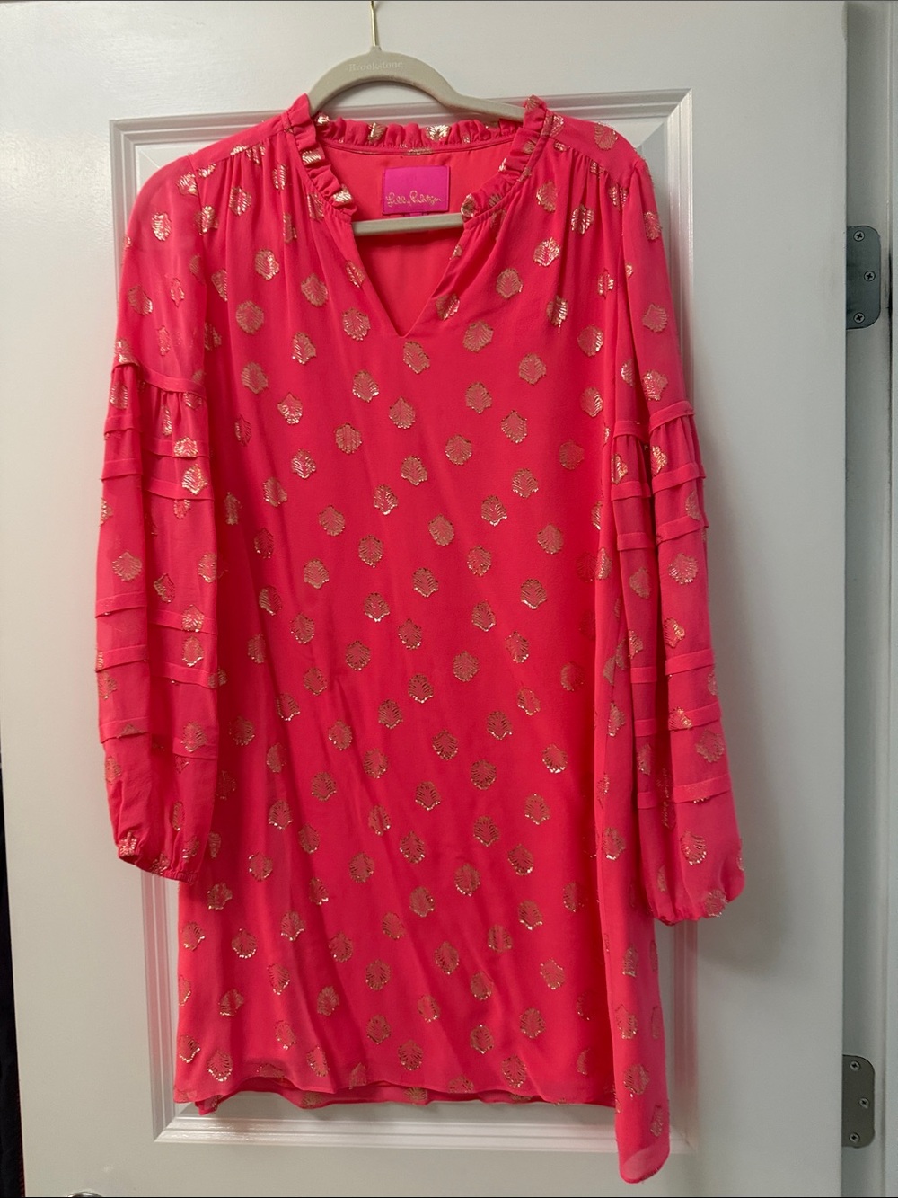 Lilly Pulitzer Pink Mini Dress with Gold Print